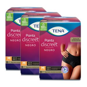 Combo Ropa Interior Absorbente TENA Discreet M Negro X 24 Und